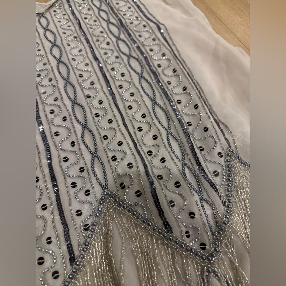 Unique Vintage Sheer Flapper Dress XL Art Deco 1920s Gatsby Inspired Beaded - Picture 5 of 8